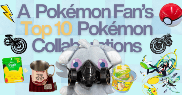 Various Pokemon Collaborations and an Espurr plush in the middle